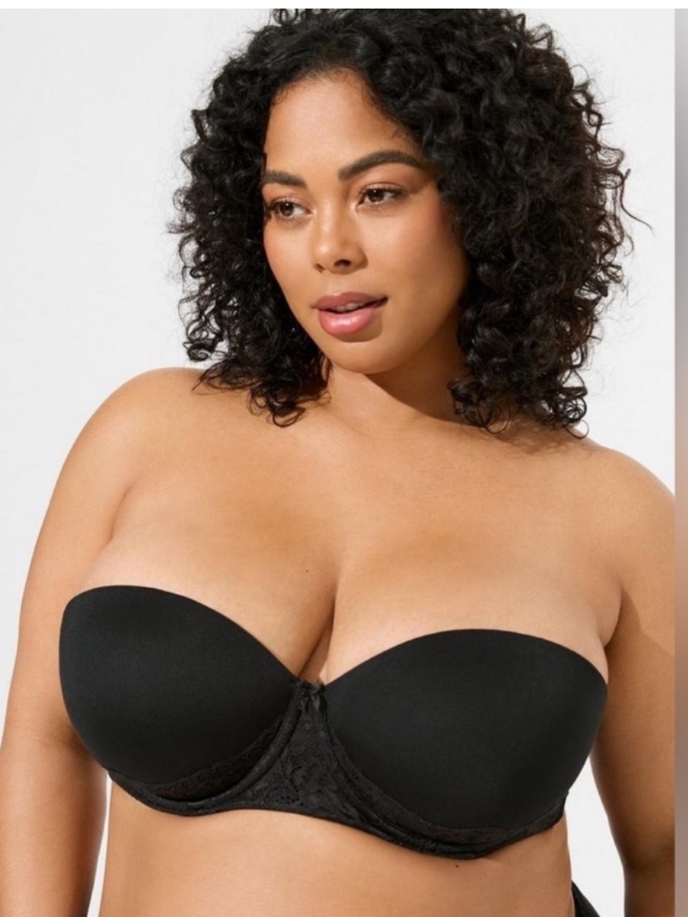 Torrid Strapless Push-Up Bra Black Lace Trim 42D
